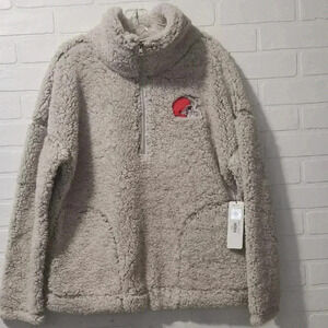 NFL Team Apparel Browns Sherpa Fleece Pullover with Logo Size: L